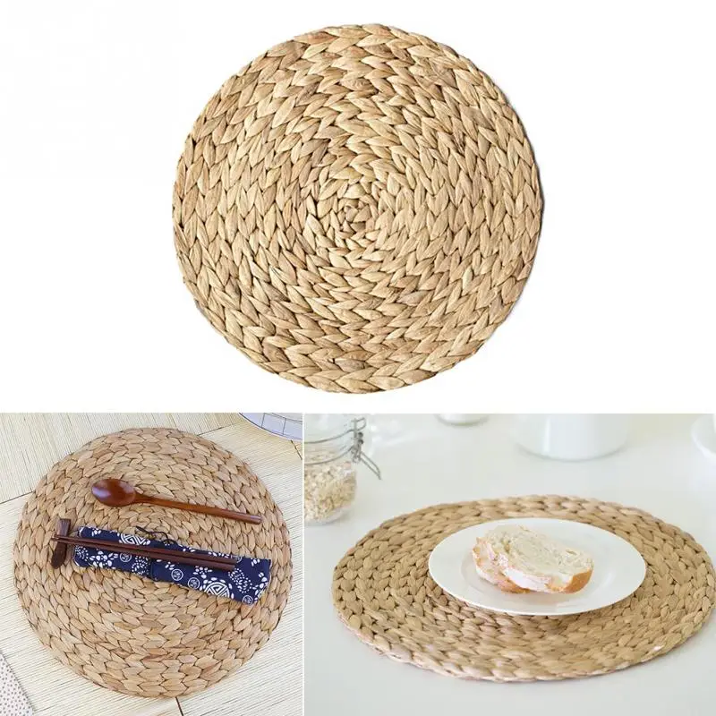 

4Pcs 30cm Rattan Placemats Straw Cup Coasters Dining Table Mat Heat Insulation Pot Holder Wicker Drink Kitchen Accessories