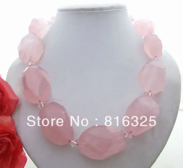 

Fast SHIPPING>>WO~WO 28x38MM Rose Quartz Crystal Necklace AAA