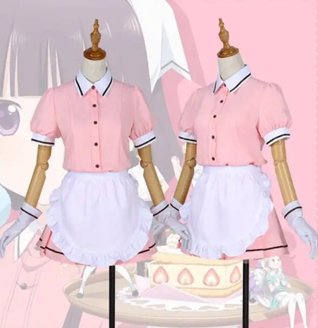 Аниме смесь S Maid Sakuranomiya Maika Hinata Kaho платье Косплей Костюм Полный комплект + перчатки