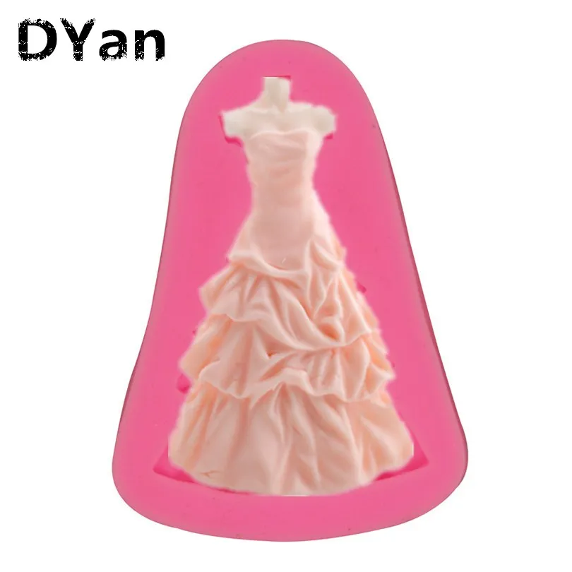 Free Shipping New Arrival Beautiful Wedding Dress Silicone Mold Fondant