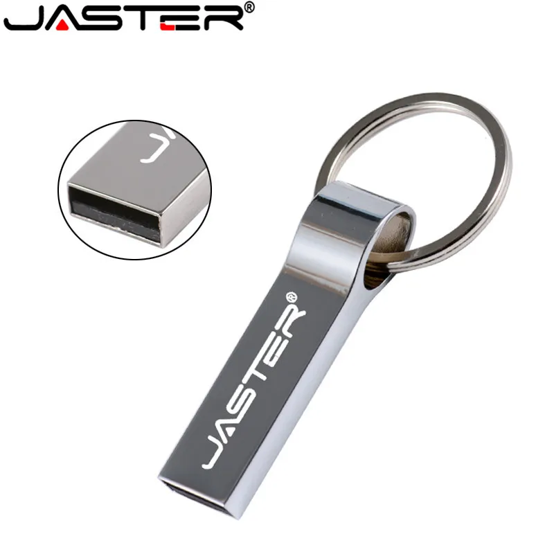 Металлический USB флеш-накопитель JASTER, водонепроницаемый флеш-накопитель 128 ГБ, 64 ГБ, 32 ГБ, 16 ГБ, 8 ГБ, USB флешка 2,0, флеш-накопитель с кольцом для ключей