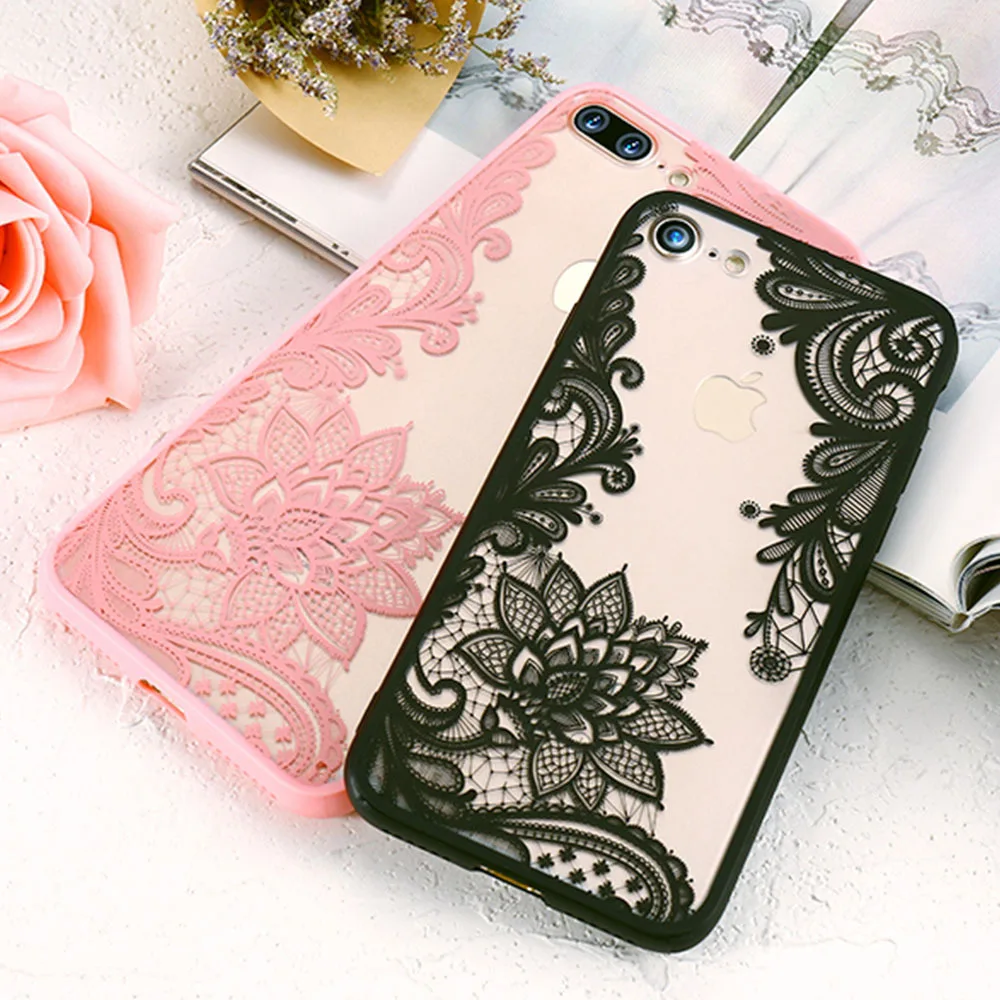 KISSCASE Sexy Lace Flower Floral Case For iPhone 5 5s Cases 3D Cover 6 6s 7 8 Plus SE Back Patterned Funda Coque |