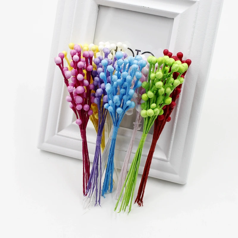 

10pcs/lot Artificial Flower mini Foam berry Bouquet For Wedding Decoration DIY Scrapbooking Decorative Wreath Fake Flowers