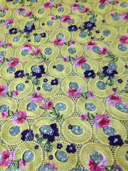 

2 Color Free Shipping !! African Cord Lace / Cupion Lace / Chemical Lace in Colorful Printed Pattern Multi Color guipure lace