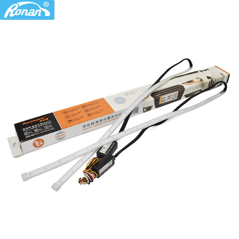 

Ronan LED 60mm slim DRL white flowing yellow strips can cut fleciable back 3mm glue for car headlight turn light signal light