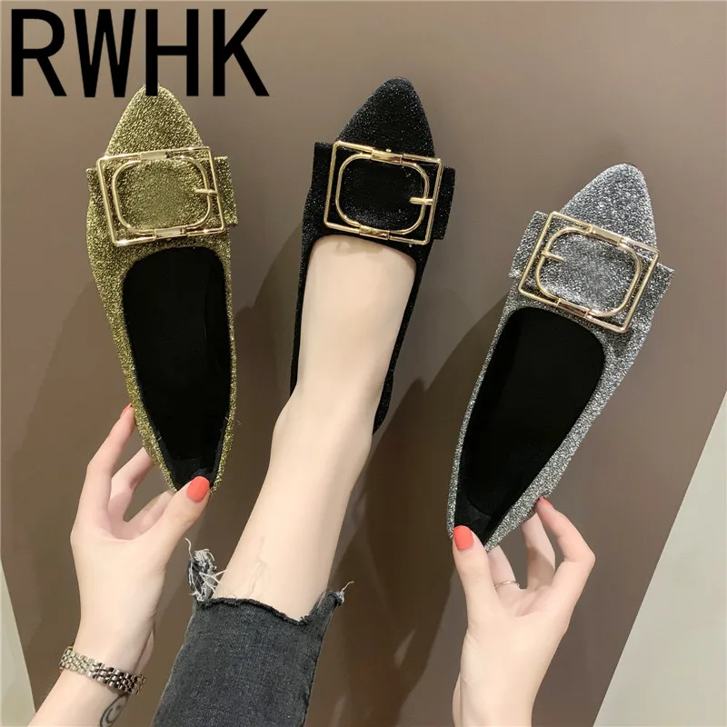 

RWHK Shallow mouth pointed single shoes women's shoes 2019 spring new Korean version of the wild flat bottom tide B276