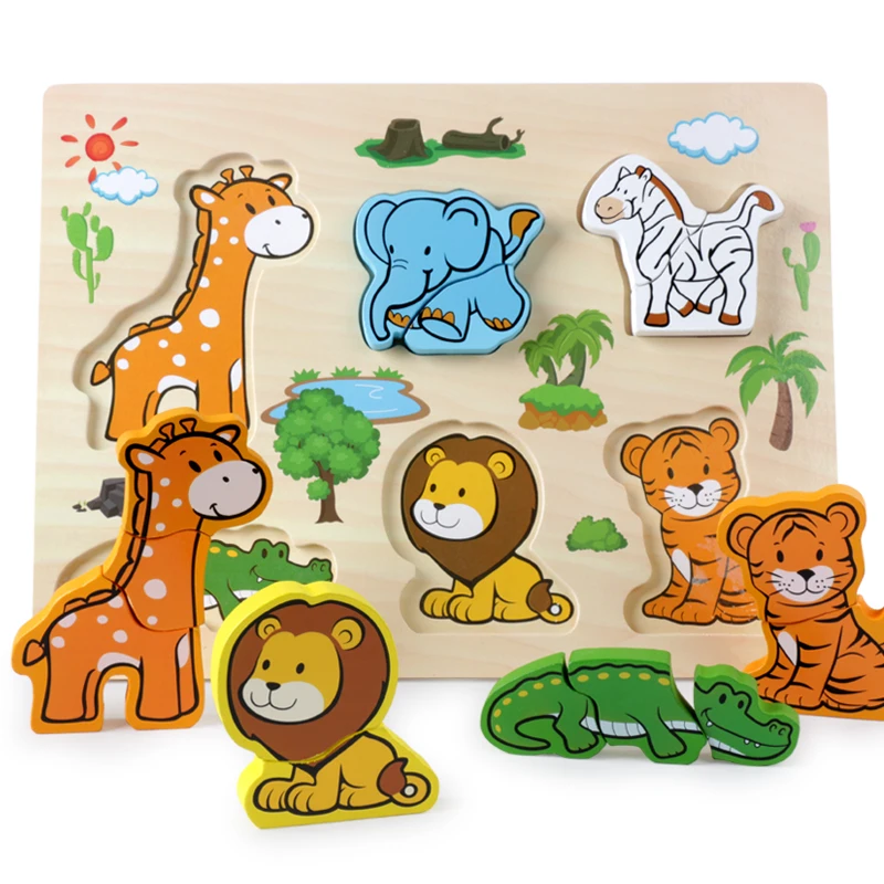 

New Baby Toys Wooden Animal Vehicle Vegetable Puzzle Child Tangram Jigsaw Board Puzzle Toy Educational Puzzle Toy gift