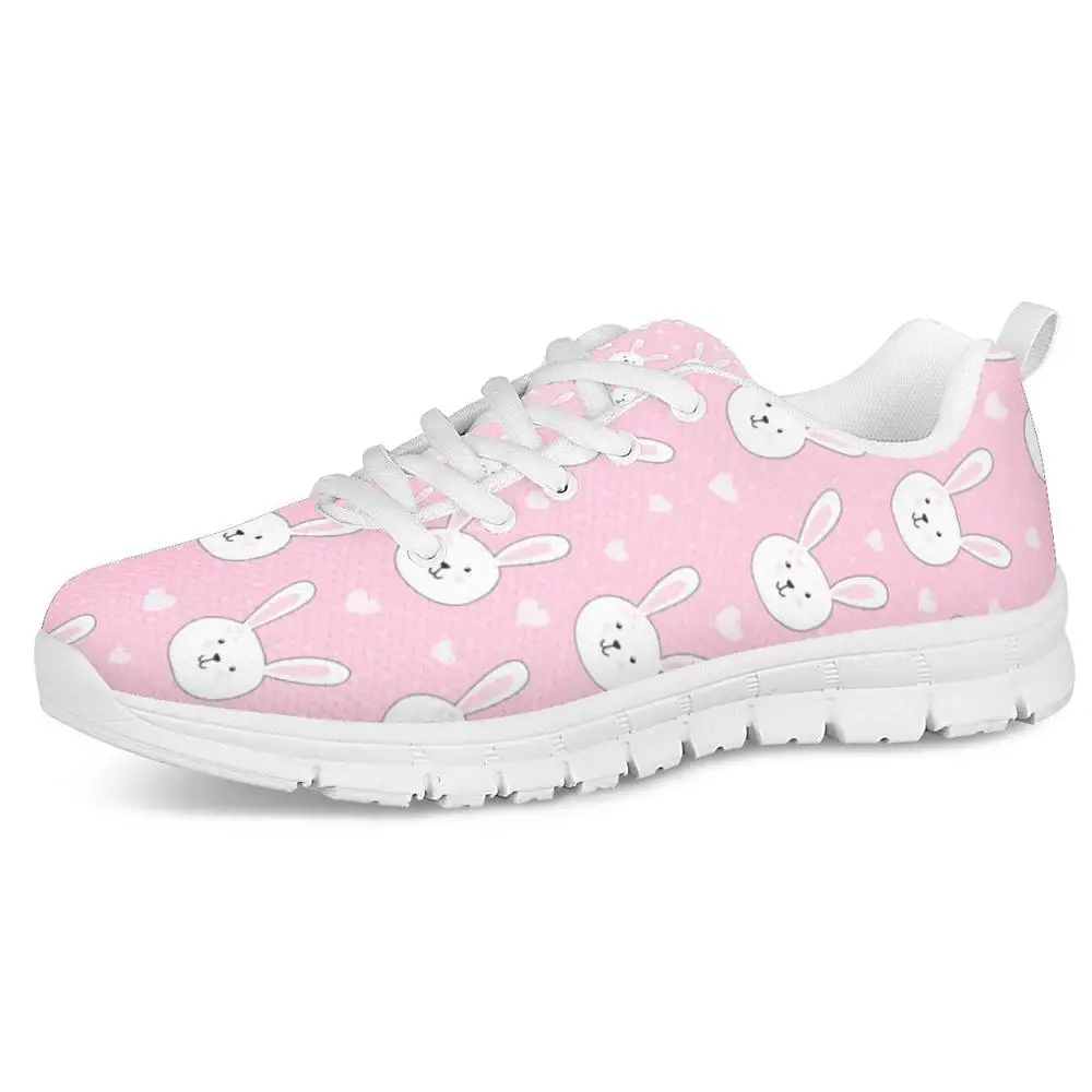 

FORUDESIGNS Womens Fashion Sneakers Pink Rabbit Running Sports Shoes Breathable Cartoon Lace-up Cartoon Pattern Working Shoes