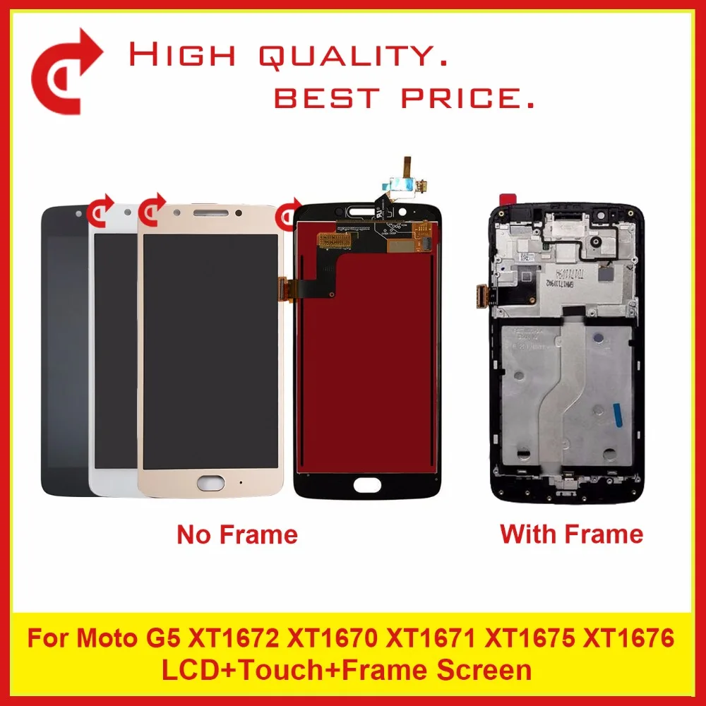 

High Quality 5.0" For Motorola Moto G5 XT1672 XT1670 XT1671 Full Lcd Display With Touch Screen Digitizer Assembly Free Shipping