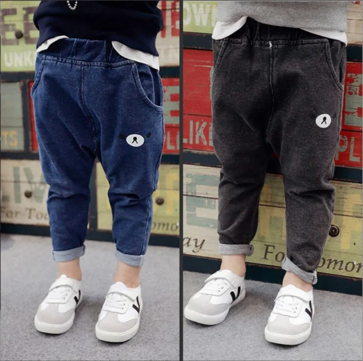 Baby Boy Pants Autumn Winter Cotton Kids Casual Long Trousers Baby Boy Clothes Harem Pants Cartoon Elastic Waist Denim Pants