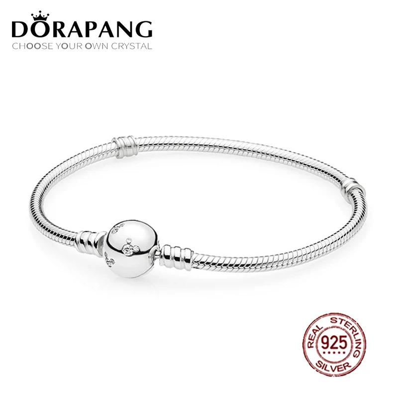 

DORAPANG 2018 New 100% 925 Sterling Silver Bracelet Glossy Clear CZ Charm Bead For Women of Fashion DIY Gift Jewelry