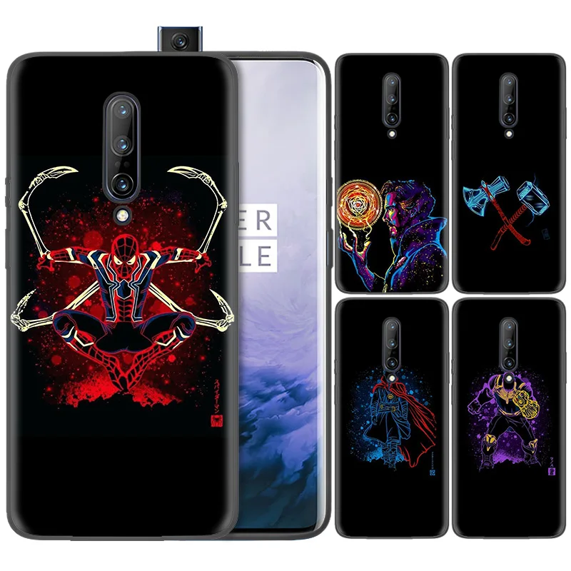 

Business Pattern Phone Black Rubber Soft Silicone Case Bag Cover for 1+ Oneplus 6T Cases 6 7 Pro 5G Fundas Marvel Avengers Endga