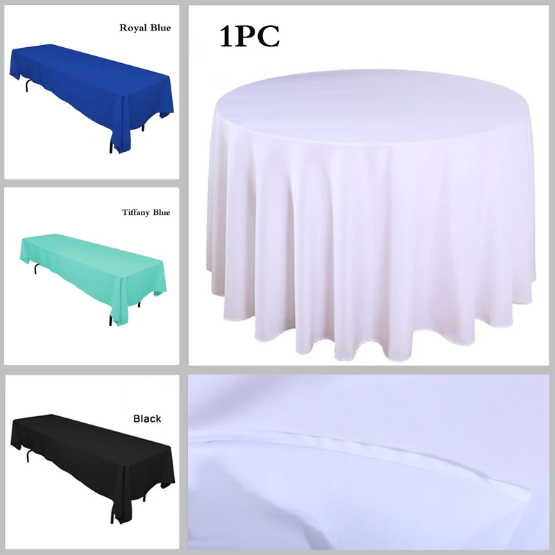 

Factory Outlet 1PC Polyester Seamless Wedding Round Table Cloth Machine Washable Rectangle Tablecloth for Banquet Hotel Party