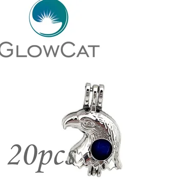 

20x KK629 Punk Hawk Eagle Head Beads Stones Cage Essential Oil Diffuser Oyster Pearl Cage Locket Pendant Jewelry Making