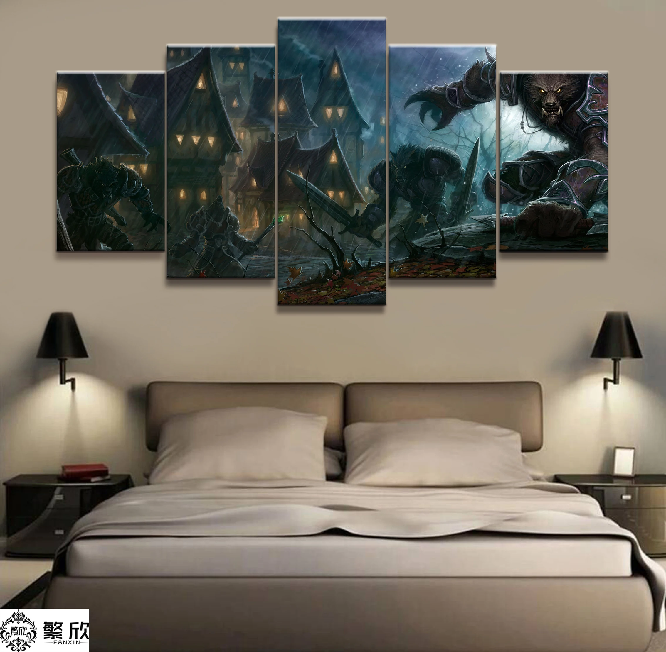 5 Piece Video Game WOW Warcraft DOTA 2 Painting Poster Decorative Mural Art Room Wall Decor Canvas