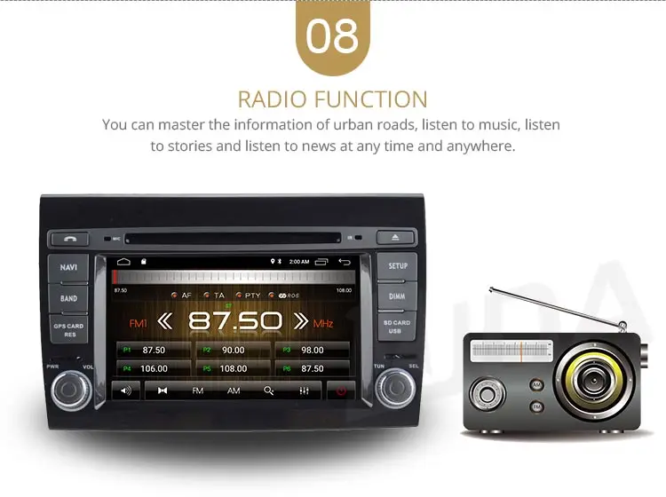 Excellent LJDA Android 9.1 Car DVD Player For Fiat Bravo 2007 2008 2009 2010 WIFI Car Multimedia Stereo GPS 2 Din Car Radio Quad Core IPS 10