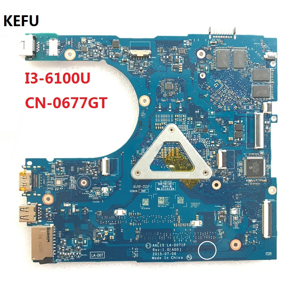 Kefu I3-6100U CN-0677GT DDR3L для Dell Insprion 5559 Материнская плата ноутбука рабочих