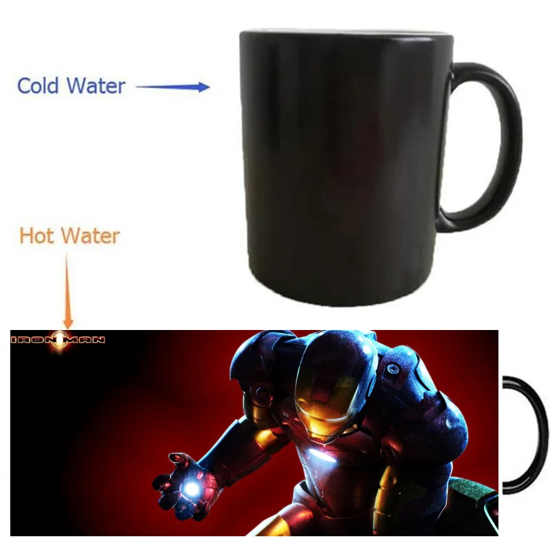 Iron Man mugs coffee mug heat changing color Heat reveal mugs magic ...