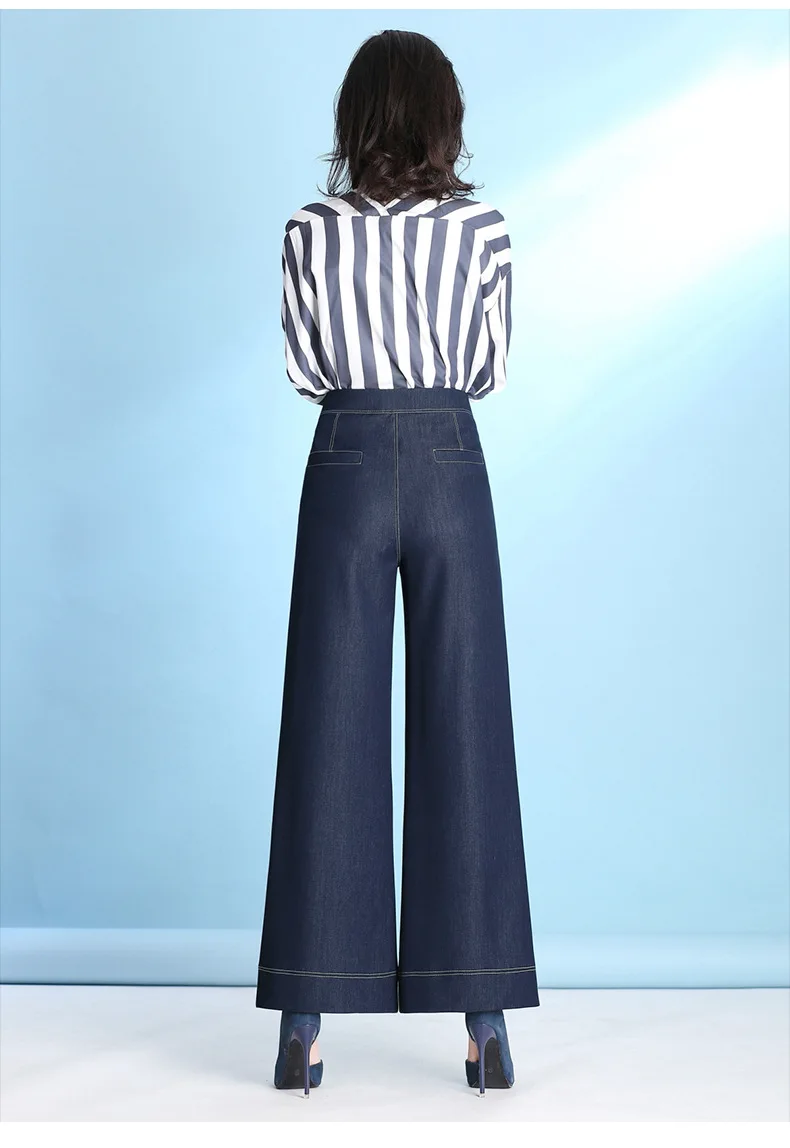 LXMSTH Tencel широкие джинсы женские с высокой талией прямые женские джинсовые брюки с карманами плюс размер весенне-летний свободный крой