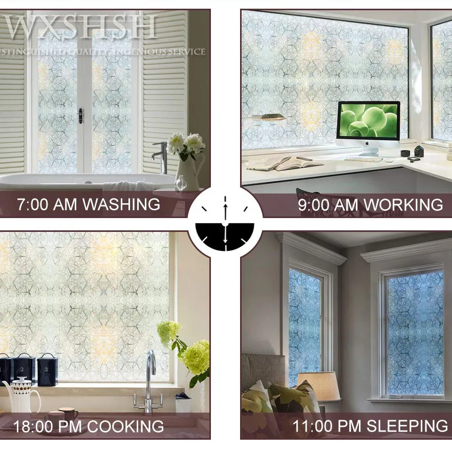 WXSHSH витражное окно Пленка Конфиденциальности, 3D кристально чистый декоративный Радужный эффект неклеящаяся стеклянная наклейка статическая оконная шторка