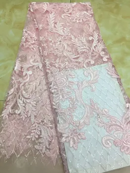 

Latest African Laces Fabrics Embroidered African tulle French Lace Fabric With sequins 2018 African French Net Lace XZ15