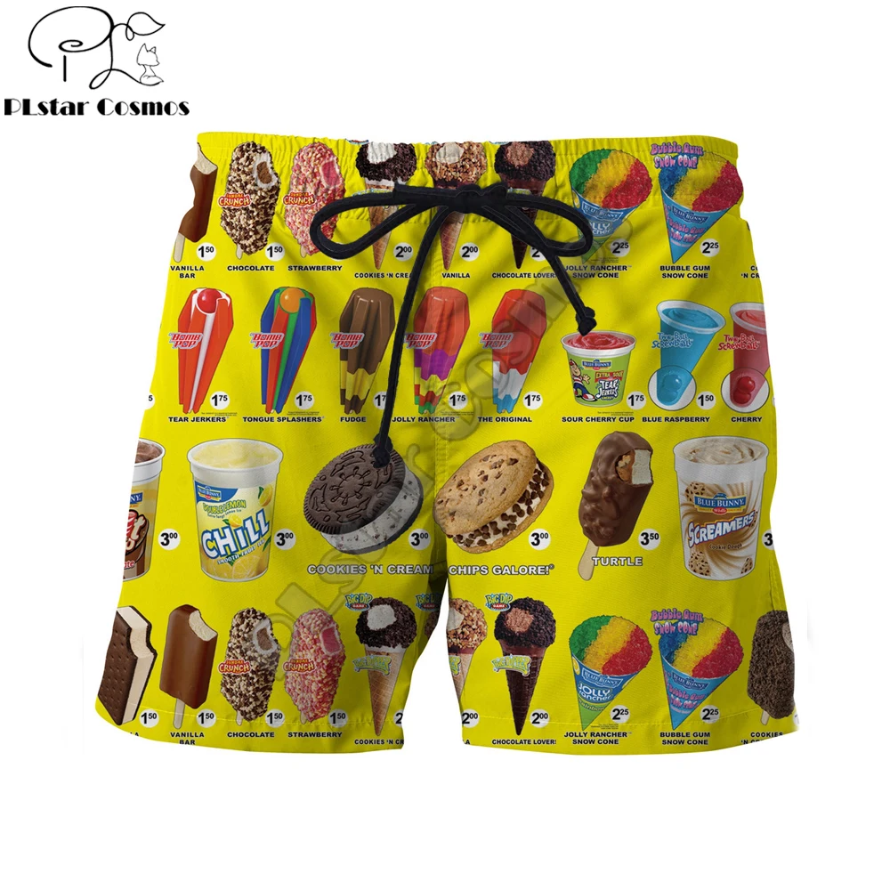 PLstar Cosmos брендовая одежда Лето Harajuku мужские повседневные шорты еда мороженое/Макарон 3D принт унисекс крутые шорты