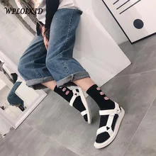 [WPLOIKJD] женские носки в Корейском стиле с рисунком милой розовой свиньи, милая хлопковая забавная уличная одежда, Femme Skarpetki Harajuku