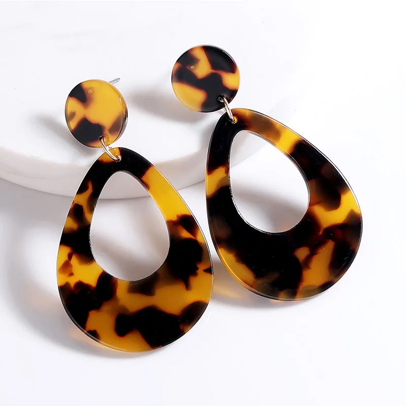 

Trendy Leopard Tortoiseshell Brincos Acetate Board Acrylic Drop Earring Eardrop For Woman's Panel Eardrop Jewelry pendientes