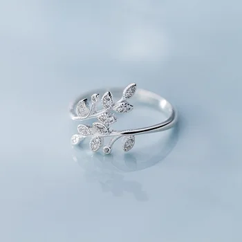 

100% Authentic REAL.925 Sterling Silver Fine Jewelry Olive Leaf Branch Ring GTLJ1473
