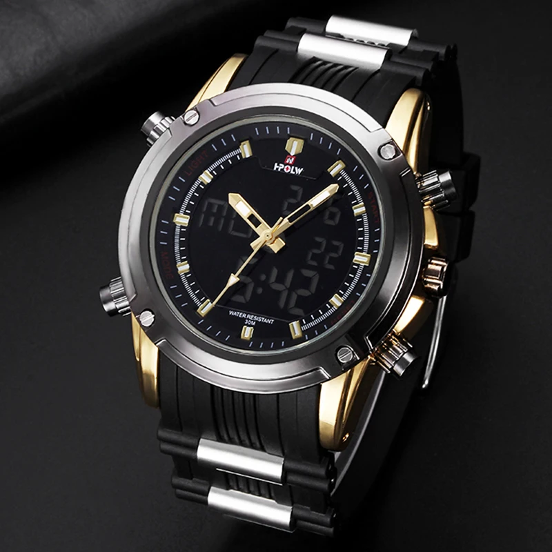 

Golden Mens Watches Top Brand Luxury Luminous Military Watch Men Chronograph Sport Digital Watch Army Steel Relogio Masculino