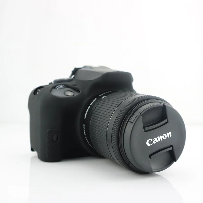 Хорошая мягкая сумка для камеры для Canon 100D EOS 100D силиконовый чехол резиновый чехол для камеры защитный чехол для тела 7 цветов - Цвет: Black