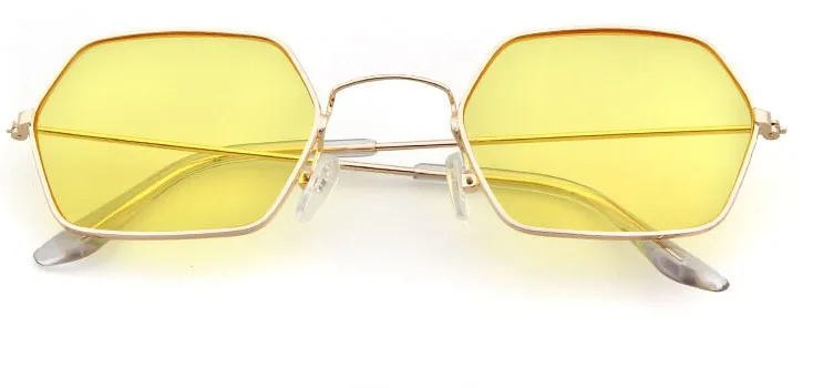 CCSPACE 11 цветов, женские квадратные солнцезащитные очки для мужчин и женщин, желтые маленькие металлические оправы, полигональные очки, фирменный дизайн, женские оттенки 45246 - Цвет линз: C5