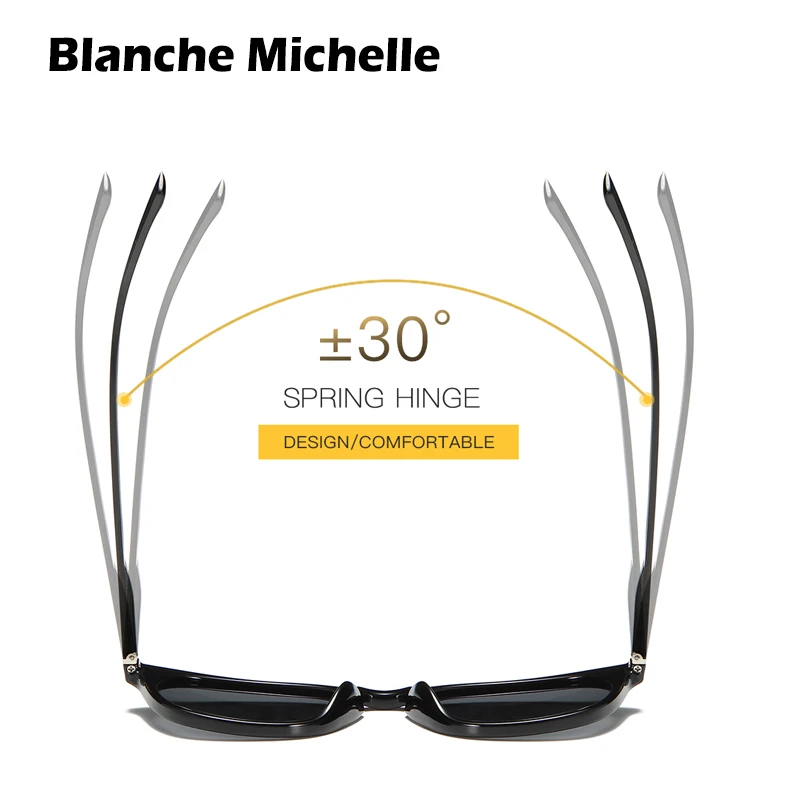 Blanche Michelle Plastic Titanium Frame Polarized Sunglasses Men Square UV400 Sun Glasses Men's Driving gafas de sol hombre