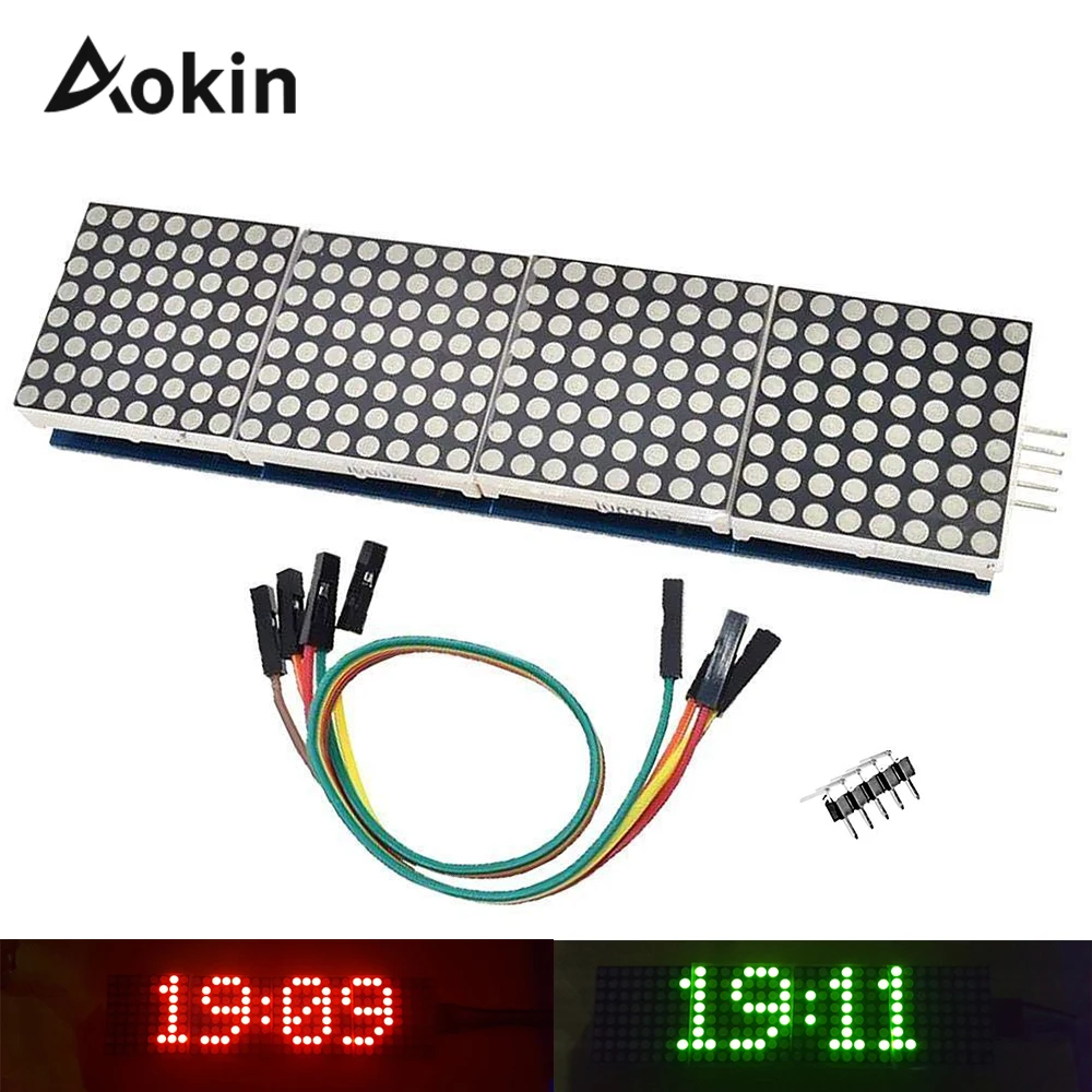 

MAX7219 Display Panel Dot Matrix Module Microcontroller 4 In One Display with 5P Line 4 in 1 Red Green for Arduino diy kit