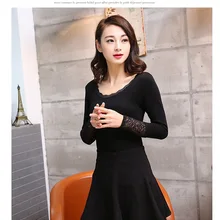 Кружевное термобелье для женщин, зимнее однотонное Сексуальное Женское теплое нижнее белье с добавлением шерсти