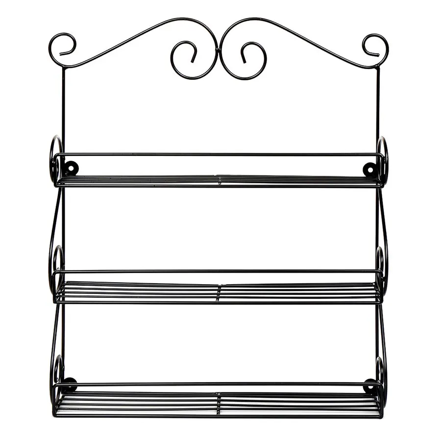 3 Tier Wall Mount Metal Kitchen Jar Spice Herb Rack Holder Organizer