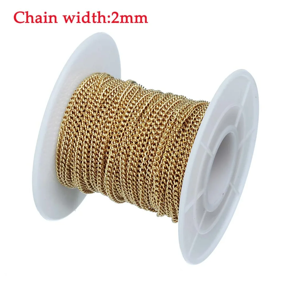 10 Yard/lot Stainless Steel Chain Bulk Silver/Gold color Width 1mm 1.5mm 2mm 2.5mm  Link Chain for DIY Necklace Jewelry Making