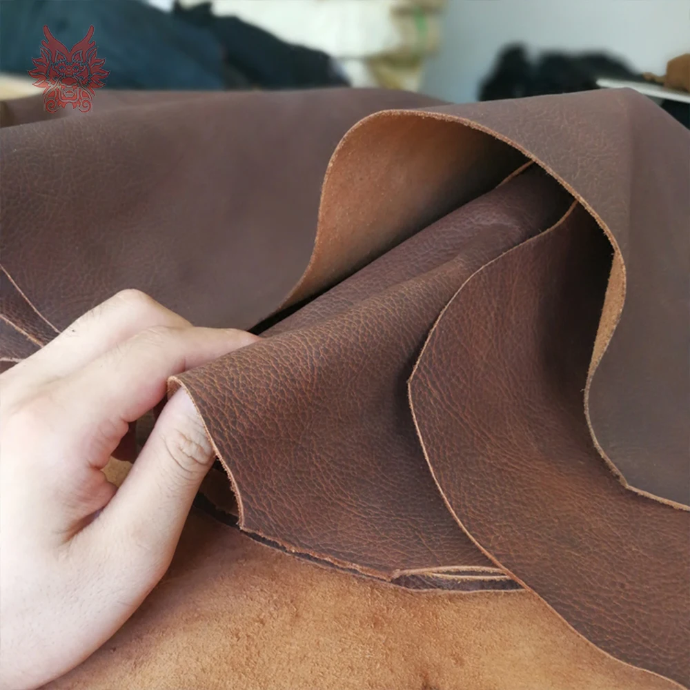 Vintage brown 100 Cowskin genuine leather fabric for DIY accessories leather tissu stoffen