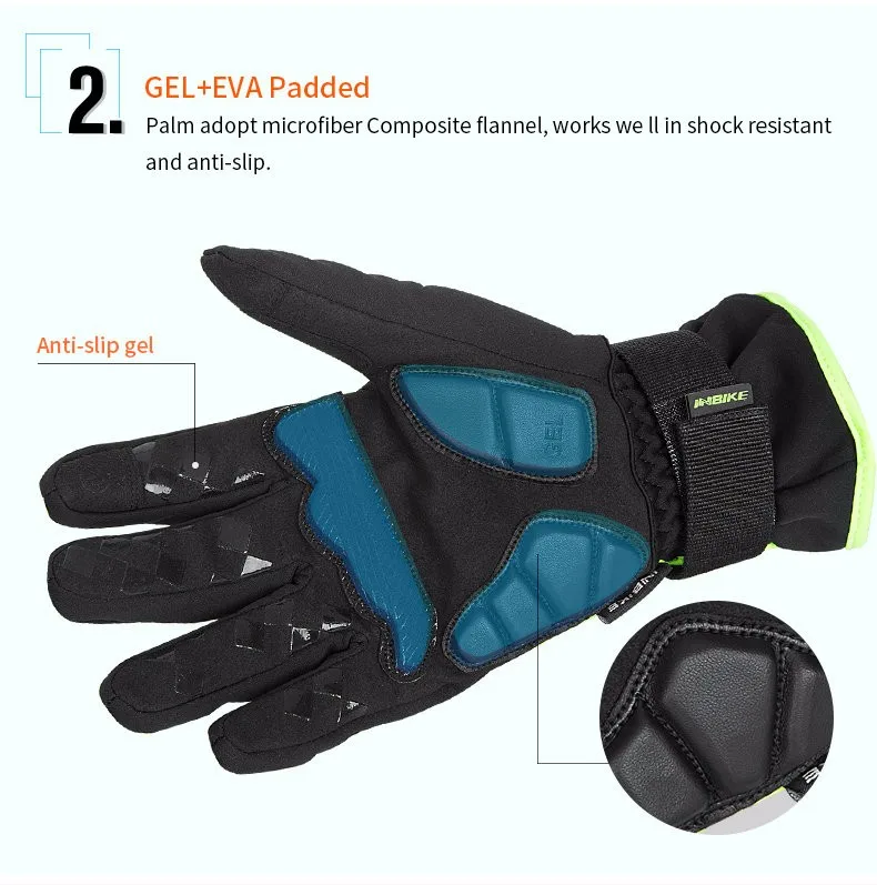 INBIKE 2017 Winter Cycling Gloves Gel Padded Thermal Full Finger Bike Bicycle Gloves Touch Screen Windproof Men's Gloves GW969R 6