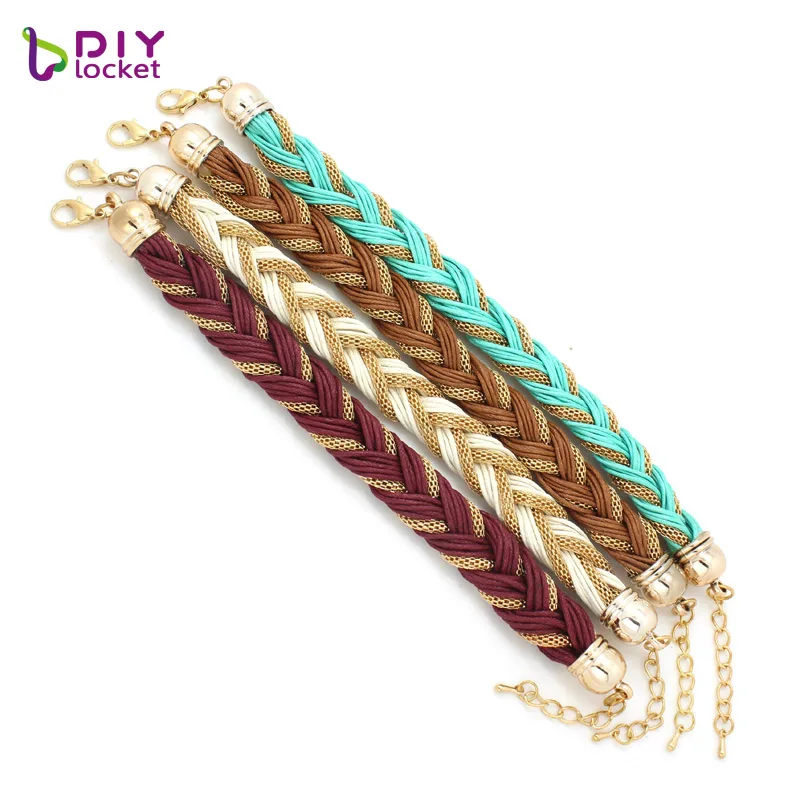Corded Charms Bracelet Twisted Ropes box Chain Tube bangle Charms 5