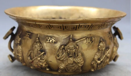 

152 7" Marked China Bronze FengShui Wealth God 5 Road Mammon Incense Burner Censer Discount 35%