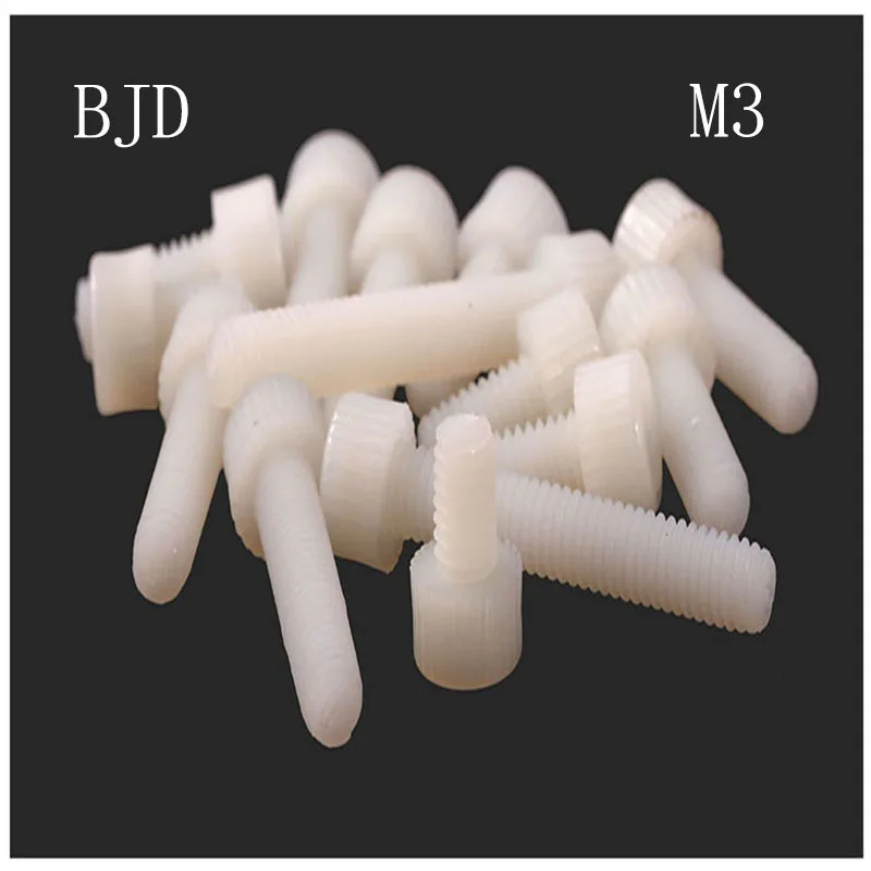 50pc DIN912 M3 white plastic nylon 3mm screw hexagon hex socket head