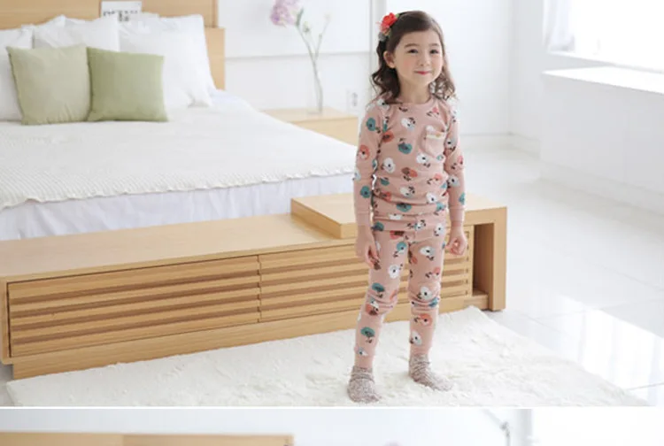 Детская одежда для сна Ночная одежда для маленьких девочек, детский пижамный комплект, топ с длинными рукавами+ штаны, костюм милая Пижама