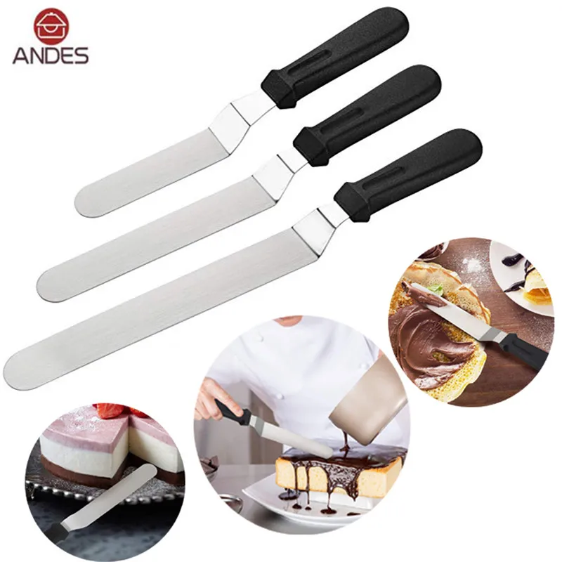 

3Pcs Stainless Steel Butter Cake Cream Knife Spatula for Cake Smoother Icing Frosting Spreader Fondant Pastry Cake Decorating