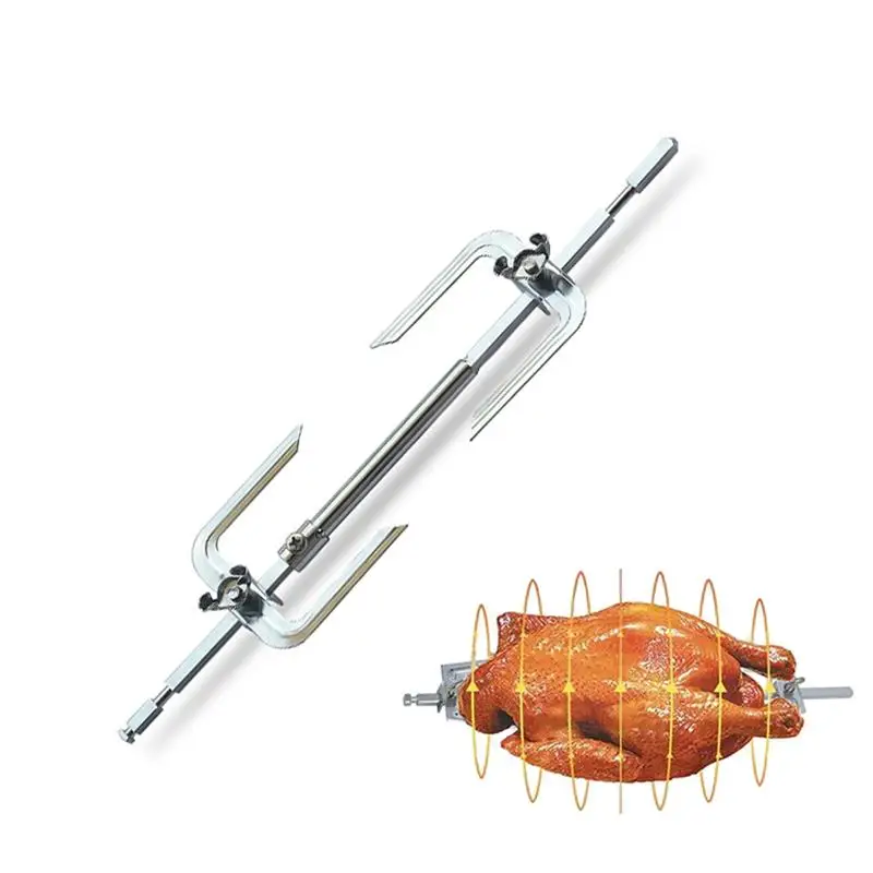 Lemonbest 1 шт. портативный из нержавеющей стали барбекю палочки шпажки печь вращающаяся курица вилка для обжарки - Цвет: 2