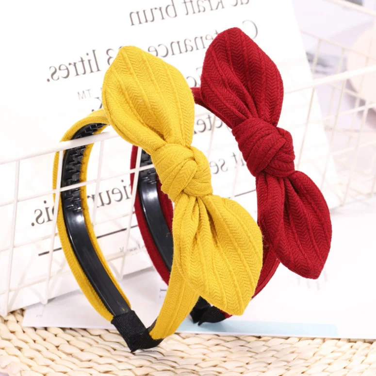 Headband for Women Bezel Hair Accessories Girls Knot Hairband Korean Style Fashion Hiar Bows Rabbit Ears Headwear VERVAE