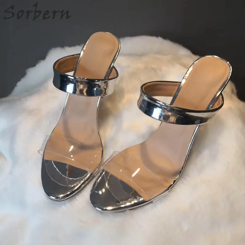 Sorbern/Серебристые шлёпанцы для женщин 2019 г. zapatos mujer летние женские шлёпанцы Большие размеры шлепанцы женская обувь роскошные шлёпанцы обувь