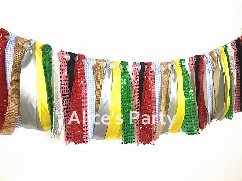 

New Wizard of Oz Theme Party Garland Birthday Highchair Banner Photo Prop Bunting Backdrop Wall Banner Cake Smash Red Green Flag