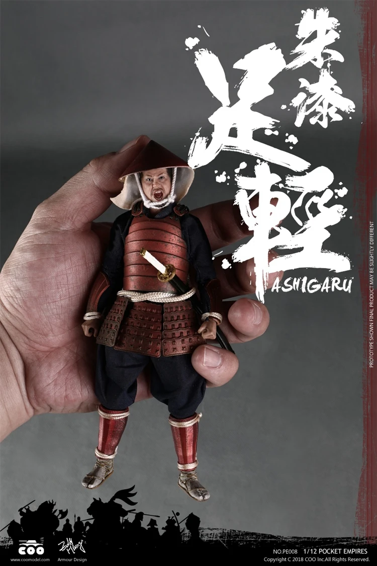 COOMODEL PE008/PE009 японский солдат самурая Красный/Черный Броня ASHIGARU 1/12 рисунок