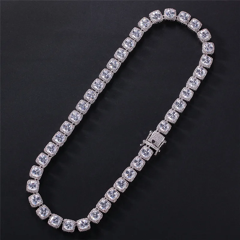 Iced Out цепи ожерелье для мужчин и женщин Подарки Новое поступление Мода Bling квадратный AAA кубический цирконий хипстер хип хоп ювелирные изделия - Окраска металла: Necklace Silver